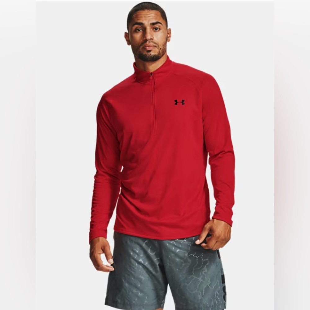 Under Armour menโs size medium 3/4 front zip pull overโ long sleeve shirt
